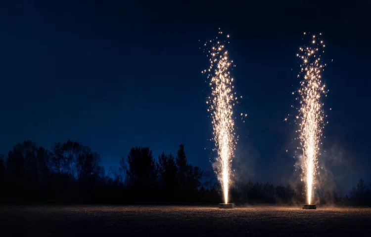 Du fontaniniai fejerverkai vakaro metu